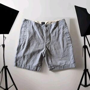 J. Crew Gramercy Shorts Size 34 Linen Cotton Blend‎ Pockets Gray Chino Casual